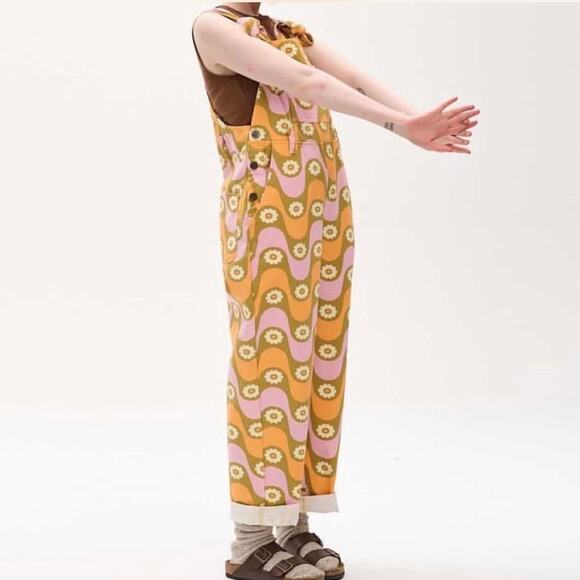 Lucy & Yak Pants - Lucy & Yak Limited Edition Easton Organic Twill Dungarees in Lotus Print Size 4R